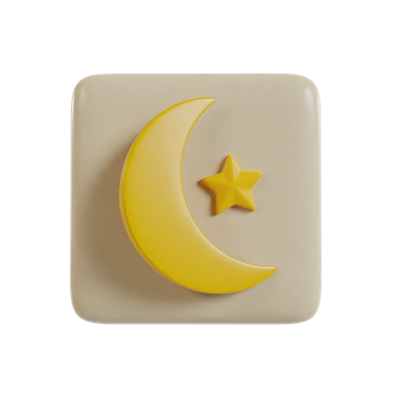 Crescent And Star  3D Illustration