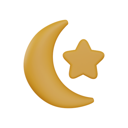 Crescent And Star  3D Illustration