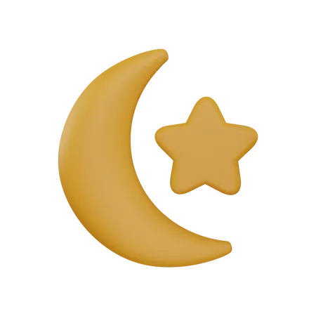 Crescent And Star  3D Illustration