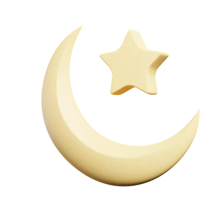 Crescent And Star  3D Illustration