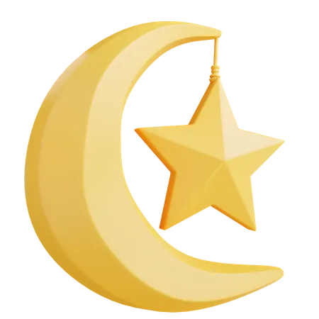 Crescent And Star  3D Icon