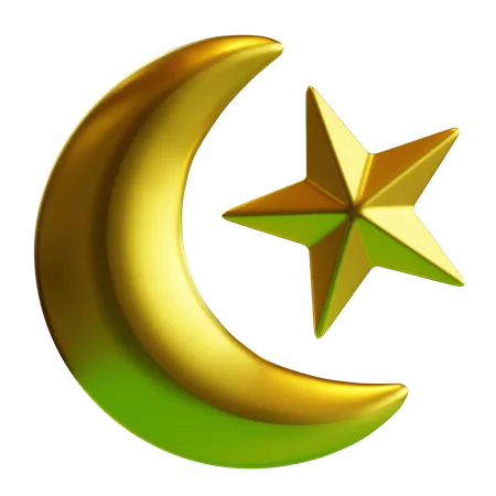 3 D Crescent Moon And Star Icon Illustration 3D Icon