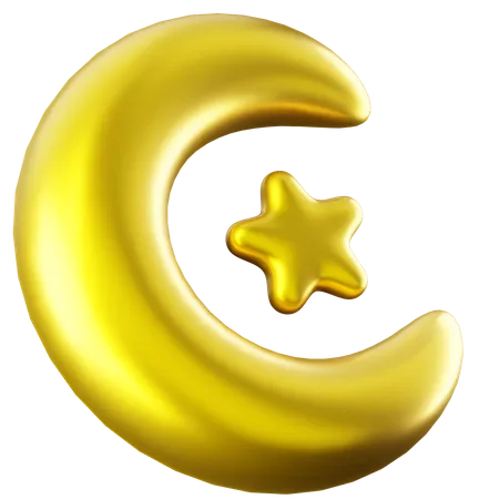 Crescent and Star  3D Icon
