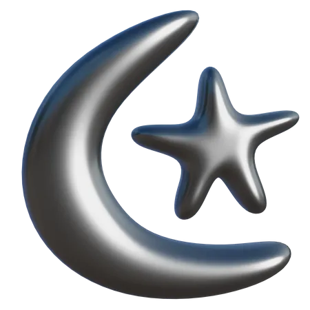Crescent And Star Abstract Shape  3D Icon