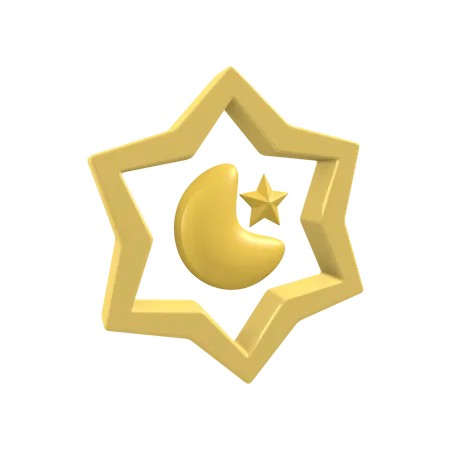 Religious Star Moon Symbol 3 D Icon 3D Illustration