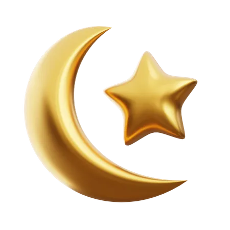 Golden Crescent Moon 3D Icon