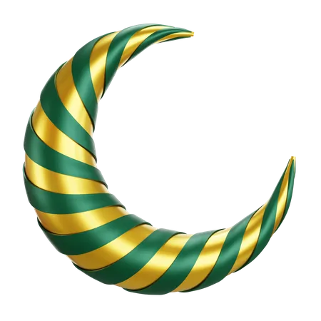 Crescent Moon Luxury Green Golden 3 D Style 3D Icon