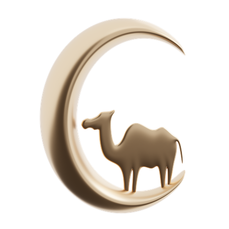 Crescent Moon And Camel  3D Icon
