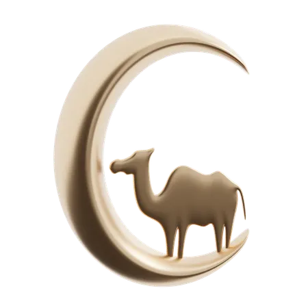 Crescent Moon And Camel  3D Icon