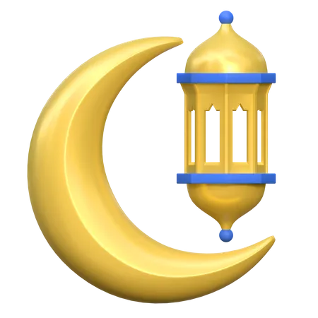 Crescent Moon And Lantern  3D Icon