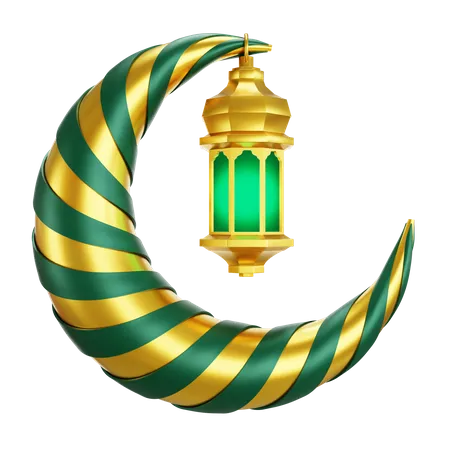 Crescent Moon And Lantern  3D Icon