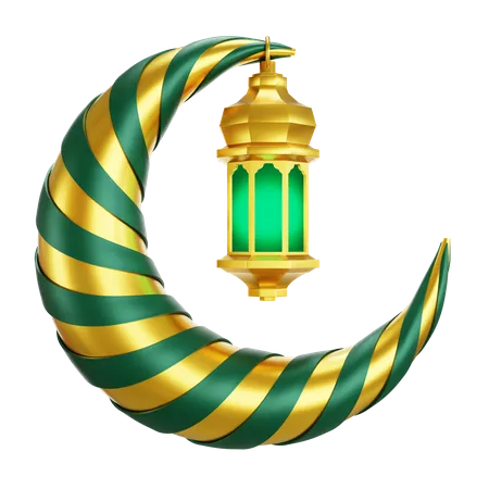 Ramadan Lantern Hang On Crescent Moon 3 D Style 3D Icon
