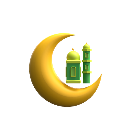 Crescent Moon And Mosque Doom  3D Icon