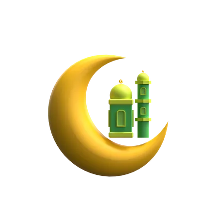 Crescent Moon And Mosque Doom  3D Icon