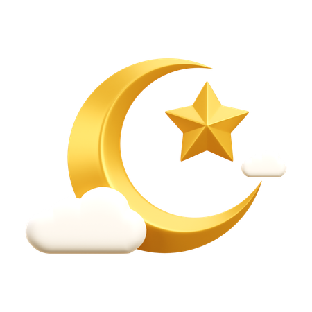 Crescent  Moon And Star  3D Icon