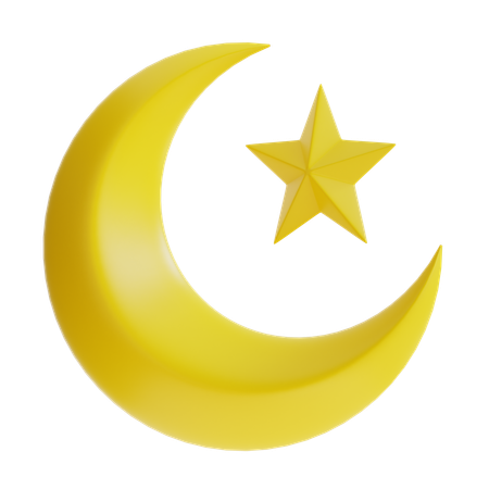 Crescent Moon And Star  3D Icon