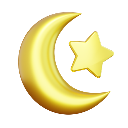 Crescent Moon and Star  3D Icon