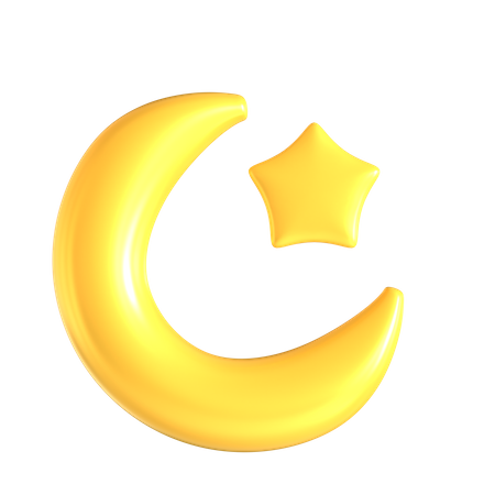 Crescent Moon And Star  3D Icon