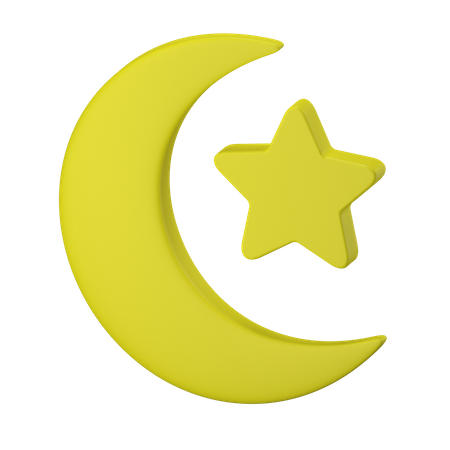 Crescent Moon And Star  3D Icon