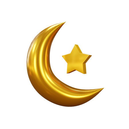 Crescent Moon And Star  3D Icon