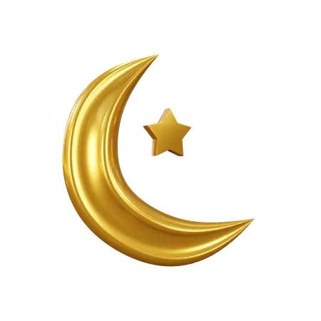 Crescent Moon And Star  3D Icon