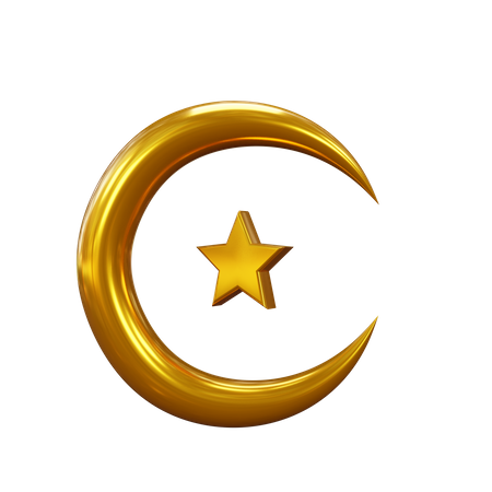 Crescent Moon And Star  3D Icon