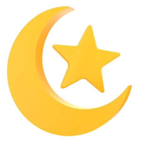 Crescent Moon And Star  3D Icon