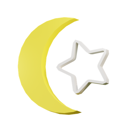 Crescent Moon And Star  3D Icon