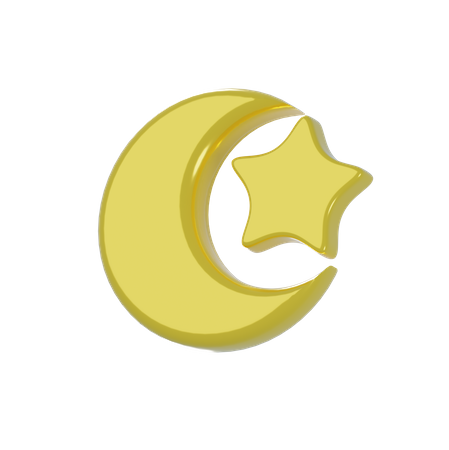 Crescent Moon And Star  3D Icon