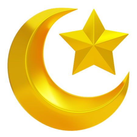 Crescent moon and star  3D Icon