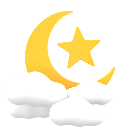 Crescent Moon And Star  3D Icon