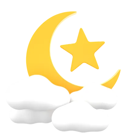 Crescent Moon And Star  3D Icon