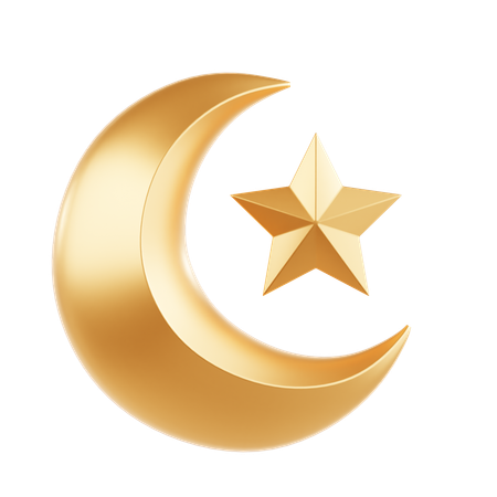 Crescent Moon And Star  3D Icon