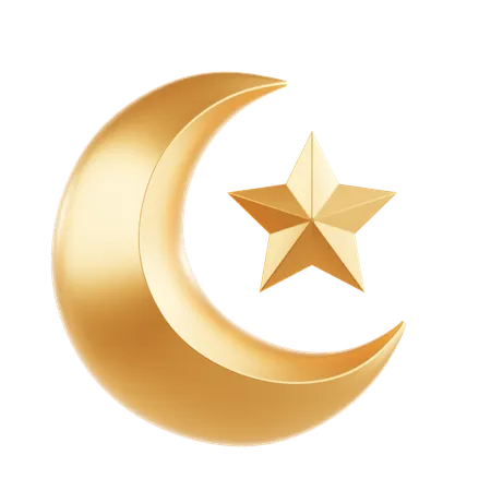 Crescent Moon And Star  3D Icon