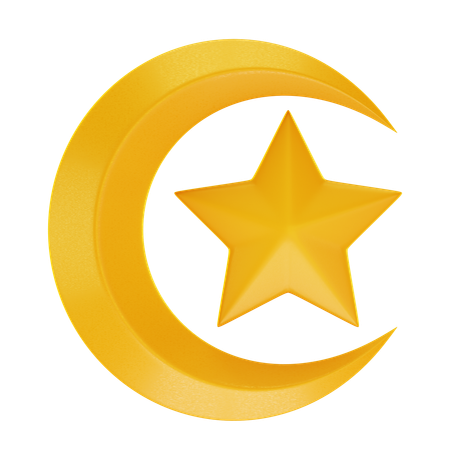 Crescent Moon and Star  3D Icon