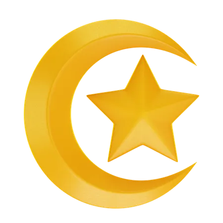 Crescent Moon and Star  3D Icon