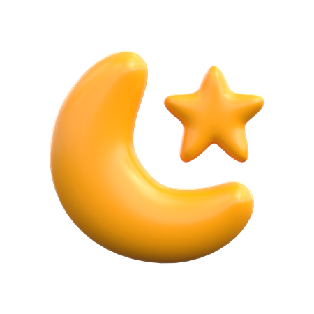 Crescent Moon And Star  3D Icon