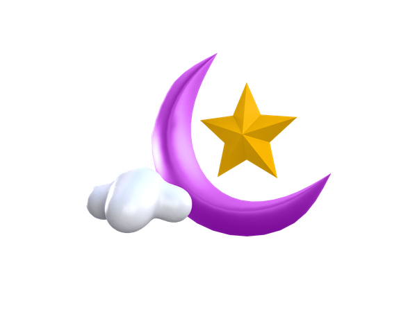 Crescent Moon And Star  3D Icon