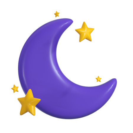 Crescent moon and star  3D Icon