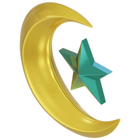 Crescent Moon and Star  3D Icon