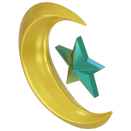 Crescent Moon and Star  3D Icon