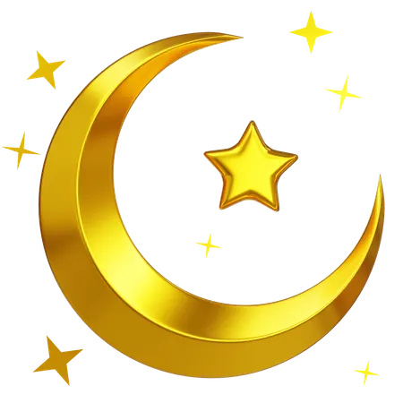 Crescent Moon And Star  3D Icon