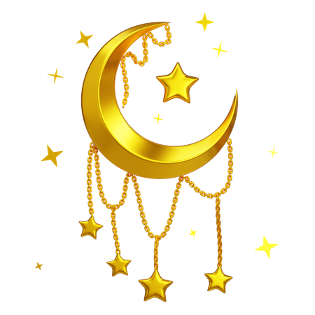 Crescent Moon And Star  3D Icon