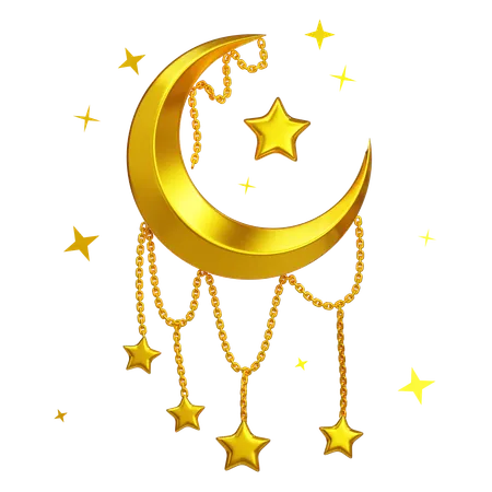 Crescent Moon And Star  3D Icon