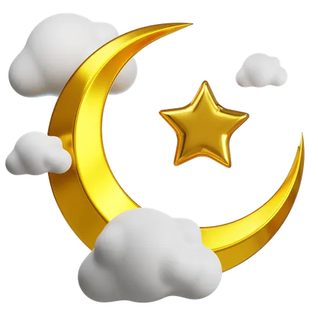 Crescent Moon And Star  3D Icon