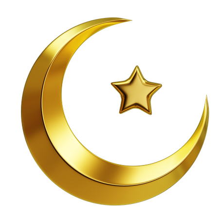 Crescent Moon And Star  3D Icon