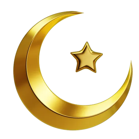 Crescent Moon And Star  3D Icon