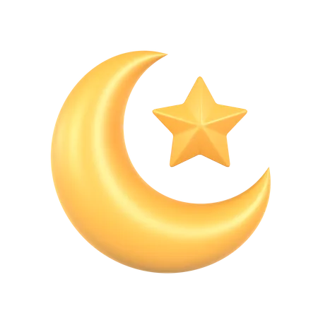 Crescent Moon and Star  3D Icon