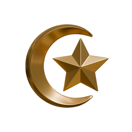 Crescent Moon And Star  3D Icon