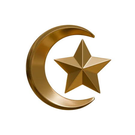 Crescent Moon And Star  3D Icon